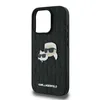 A black iPhone case with a Karl Lagerfeld monogram pattern and a Karl & Choupette head pin. Anteprima dell’immagine prodotto