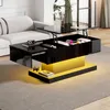 A modern living room with a sectional sofa and a lift-top coffee table with LED lighting. Voir les images du produit