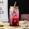 Rosa Schleife Glas mit Deckel und Strohhalm, Trinkgl?ser Produktbild-Vorschau 5