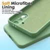 A close-up view of a green phone case, showing its soft microfiber lining. Náhled obrázku produktu
