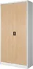 A closed, light wood-grain metal cabinet with a white frame. Voir les images du produit