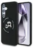 A black phone case with a Karl Lagerfeld design is shown next to a smartphone. Produktbild-Vorschau