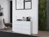 A modern living room with a white dresser, a brown chair, and artwork on the wall. Anteprima dell’immagine prodotto