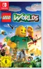 The image shows the game box for LEGO Worlds on Nintendo Switch, featuring various LEGO characters and creatures in a vibrant, blocky world. Produktbild-Vorschau