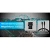 Marketing image showing a power bank's accessories and features against a mountain backdrop. Anteprima dell’immagine prodotto