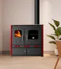 A wood-burning stove with a chimney, set against a plain wall. Anteprima dell’immagine prodotto
