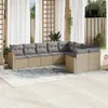 9-tlg. Garten-Sofagarnitur mit Kissen Beige Poly Rattan Produktbild-Vorschau 1