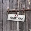 Vorsicht Hund! Metallschild mit Pfoten Motiv in rot Warnung Produktbild-Vorschau 3