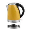 A yellow electric kettle with a black handle and silver lid, shown with its base. Anteprima dell’immagine prodotto