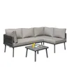 A gray outdoor sectional sofa set with a matching coffee table, presented on a white background. Anteprima dell’immagine prodotto