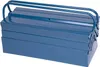 A blue metal toolbox with a silver handle is shown against a white background. Produktbild-Vorschau