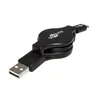 A black retractable USB cable with a USB-A connector on one end and a USB-C connector on the other. Produktbild-Vorschau