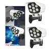 Collage of solar-powered security lights with motion sensors, shown in different weather conditions and with a remote control. Produktbild-Vorschau