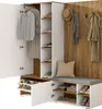 A multi-functional entryway furniture set including a wardrobe, shoe cabinet, and bench. Produktbild-Vorschau