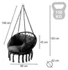 Houpací křeslo LUARO čapí hnízdo s polštářem černé 80 cm Náhled obrázku produktu 5