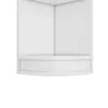 A white corner shelf unit with a curved front. Produktbild-Vorschau