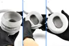Three images showing the process of replacing headphone ear pads. Voir les images du produit