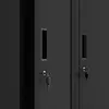 Close-up of two black metal locker doors with keys in the locks. Produktbild-Vorschau
