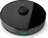 A black, round robot vacuum cleaner is shown from a slightly elevated angle against a white background. Produktbild-Vorschau
