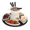 Schokoladen Fondue-Set aus Porzellan (4 Gabeln 4 Scheiben), Produktbild-Vorschau 1