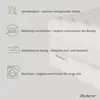 A close-up of a mattress with feature callouts and icons. Produktbild-Vorschau