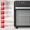 A collage showing a black air fryer oven with various features highlighted on the left side. Náhľad obrázku produktu