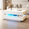 Merax Höhenverstellbarer Couchtisch mit LED, Hochglanz Produktbild-Vorschau 3