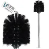 A black toilet brush with a silver handle is shown against a white background. A close-up of the brush head is on the left, and a full view of the brush is on the right. A tag with the brand name 'Vilde' is attached to the brush head on the left. Náhled obrázku produktu