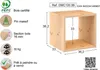 Product information and dimensions for a wooden cube shelf. Produktbild-Vorschau