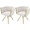 Two beige swivel chairs with gold metal legs are shown against a white background. Produktbild-Vorschau