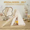 A baby playing inside a wooden play structure with a tent cover. Podgląd zdjęcia produktu