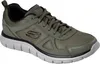 A single olive green Skechers athletic shoe is shown against a white background. Produktbild-Vorschau