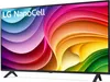 A black LG NanoCell smart TV with a colorful abstract display and two black legs. Náhled obrázku produktu