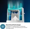 A diagram showing the NanoCloud technology of an air purifier, with arrows indicating airflow and a close-up of the filter system. Podgląd zdjęcia produktu