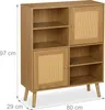 Credenza Relaxdays, 2 ante in rattan, 4 ripiani aperti, 2 Anteprima dell’immagine prodotto 4