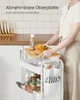 A person is using a white kitchen cart with shelves and organizers in a kitchen setting. Produktbild-Vorschau