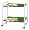 A white metal serving trolley with two shelves, each decorated with a daisy pattern. Produktbild-Vorschau