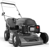 A studio shot of a gray and black gasoline-powered lawnmower against a white background. Produktbild-Vorschau