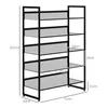 A diagram showing the dimensions of a black metal shoe rack. Produktbild-Vorschau