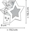 A diagram showing a star-shaped lantern with dimensions indicated. Produktbild-Vorschau