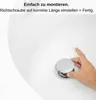 A hand is shown adjusting a drain stopper in a bathtub. Produktbild-Vorschau