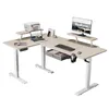 An L-shaped standing desk with office equipment. Anteprima dell’immagine prodotto