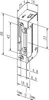 Technical drawing with dimensions of an electrical strike. Produktbild-Vorschau