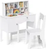 COSTWAY Kinderschreibtisch und Stuhl Set, Kinder Holz Produktbild-Vorschau 1