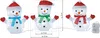 Three illuminated snowman figures with different colored scarves and hats, connected by wires, with a battery pack and measurement indicators. Produktbild-Vorschau