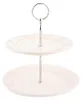 Clayre & Eef 2-Schicht-Etagere 23 cm Beige Keramik Rosen Produktbild-Vorschau 1