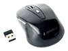 A black wireless computer mouse and its USB receiver are shown on a white background. Produktbild-Vorschau