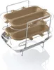 A product shot of a multi-level baking rack with two brown baking trays, each with three indentations. Podgląd zdjęcia produktu