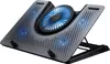 A black and gray laptop cooling pad with blue LED lights on a white background. Produktbild-Vorschau