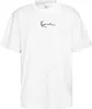 A white t-shirt with a black signature logo on the chest. Produktbild-Vorschau